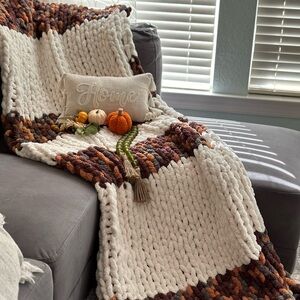 Fall Chunky Knit Blanket Handmade